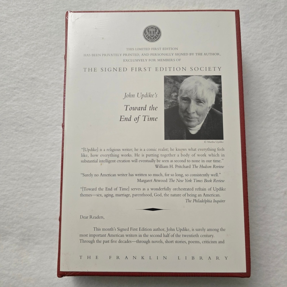 John Updike Toward the End of Time Signed First Edition Franklin Library Leather